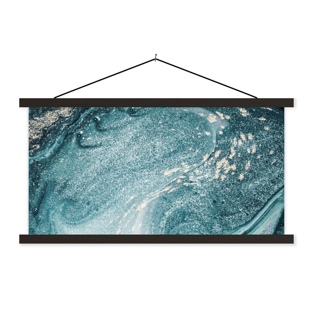 MuchoWow Textilposter Edelsteine - Blau - Natur - Marmor - Abstrakt 120x60 cm mit schwarzem Rahmen - Dekoration Schlafzimmer