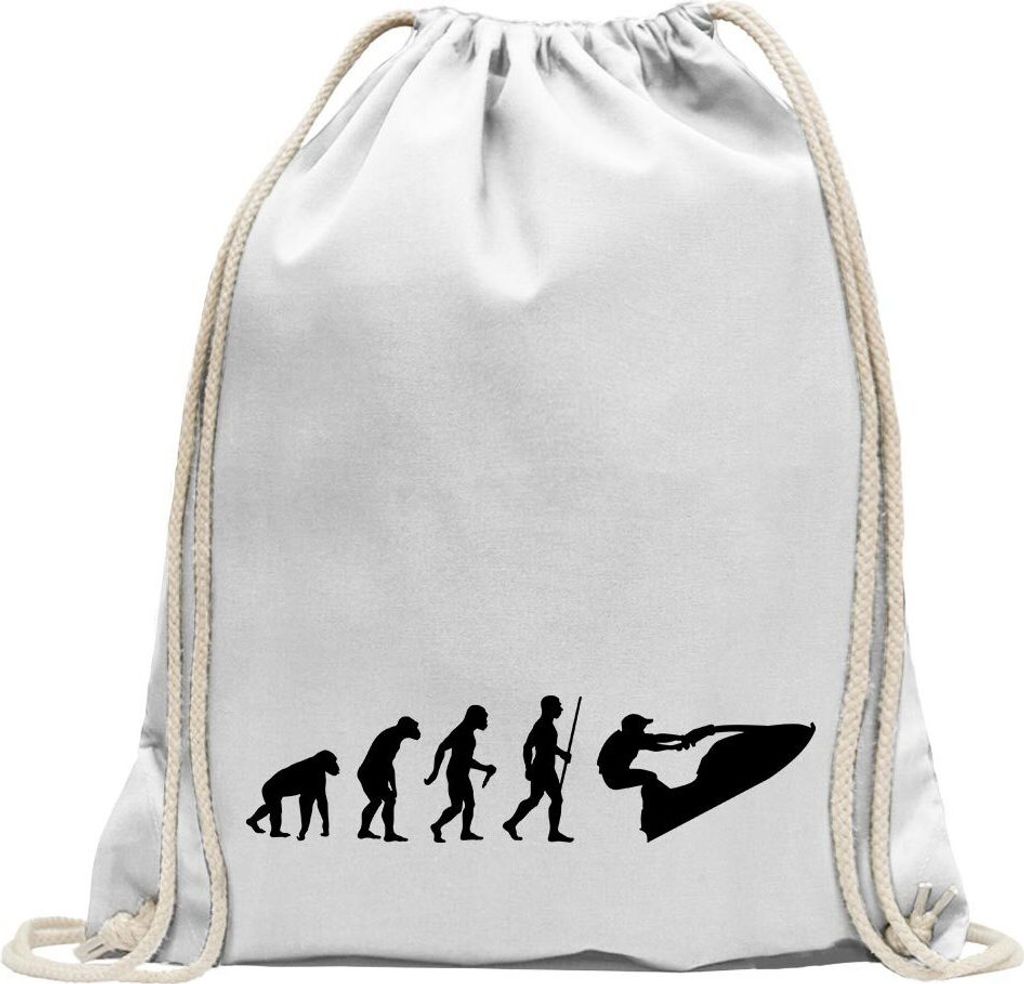 Kiwistar - Turnbeutel - weiss - Jet-Ski Jetboot Evolution - Fun Rucksack Sport Beutel Gymsack Baumwolle mit Ziehgurt