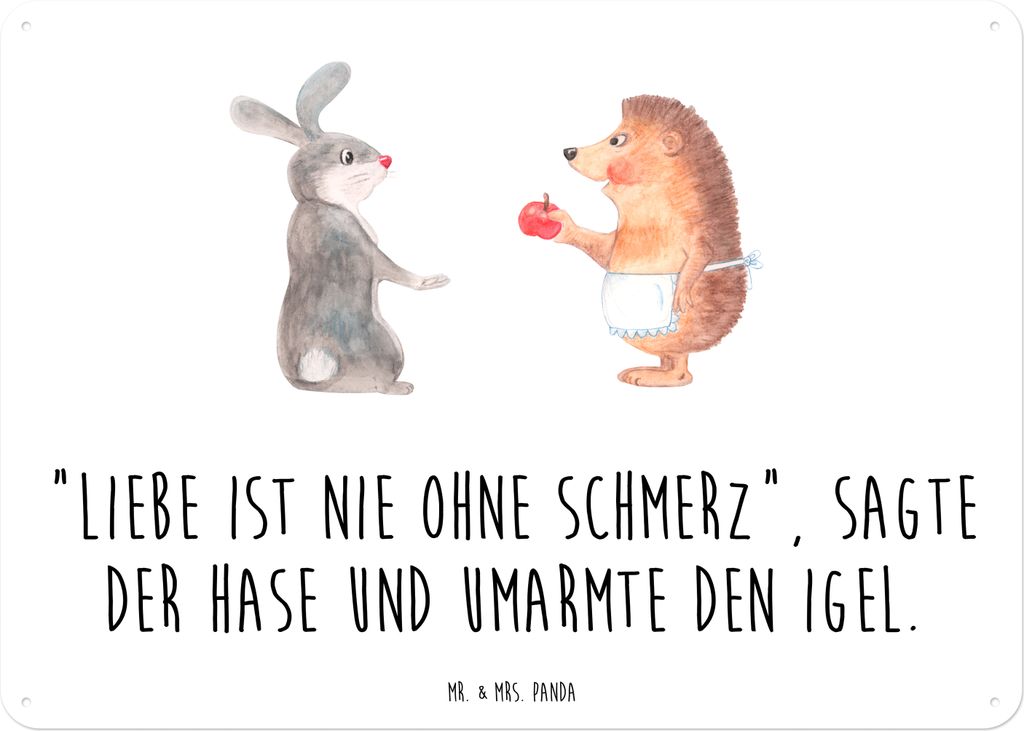 Mr. & Mrs. Panda tafel Hase Igel DIN A6 - Weiß - Geschenk, Blechschild, Liebe Spruch, Magnetschild, Trösten, Lustige Sprüche, Türschild, Herzsc...