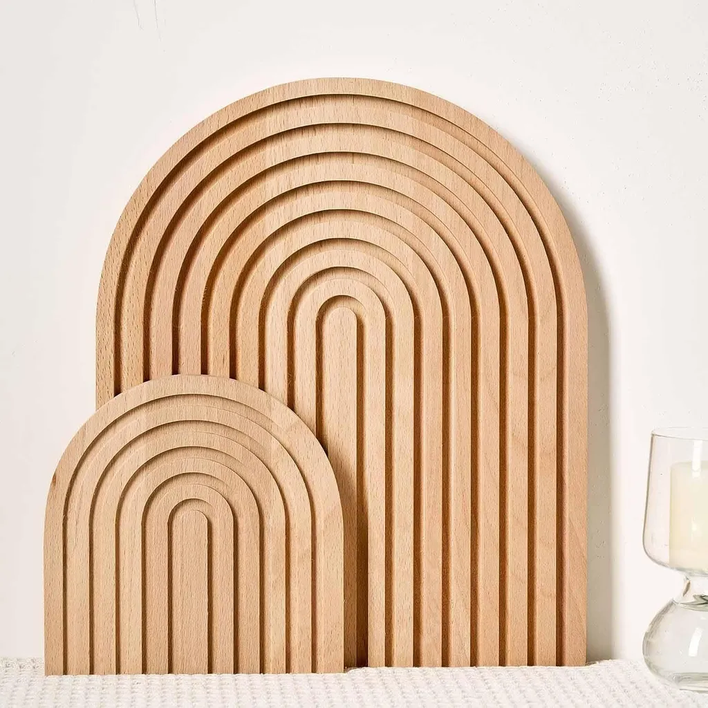 Lot de 2 Coupes de Service Arc-en-Ciel en Pin Naturel Style Bohème