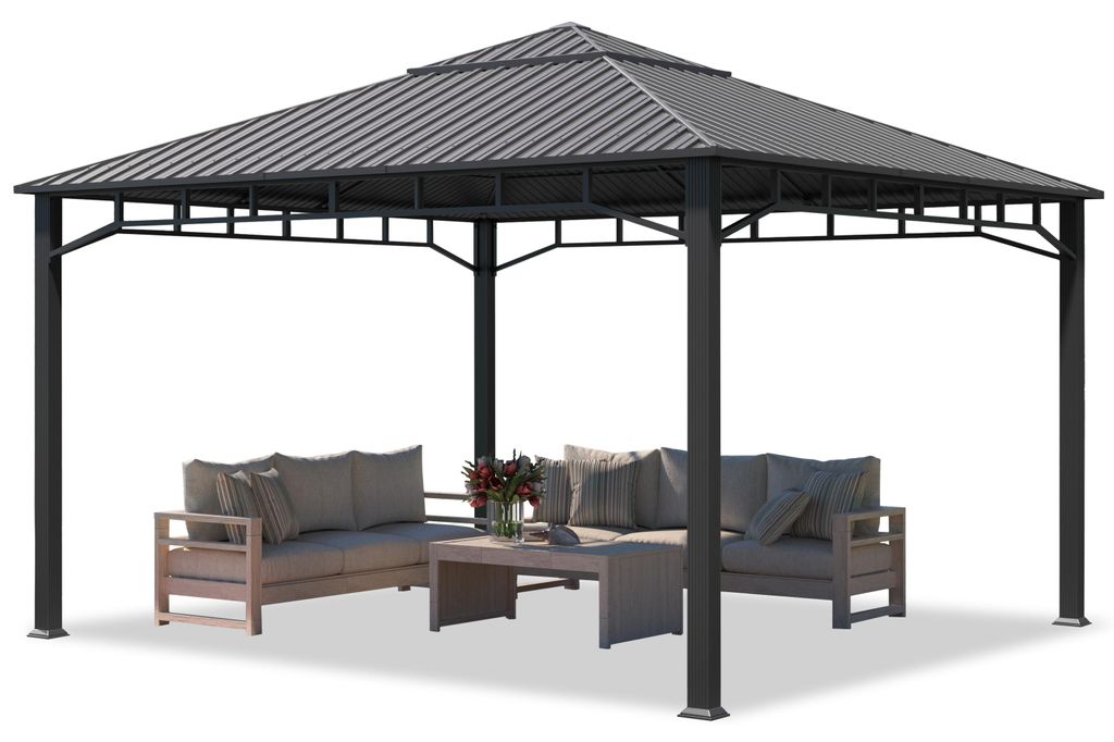 Gartenpavillon 4x4 m Stahldach Hardtop, ohne Seitenteile, Produktbild 