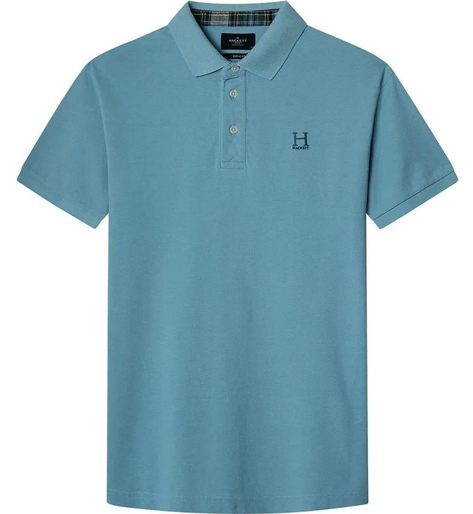 Hackett Heritage Madras Trim Kurzarm-poloshirt Blau L Mann Blau L