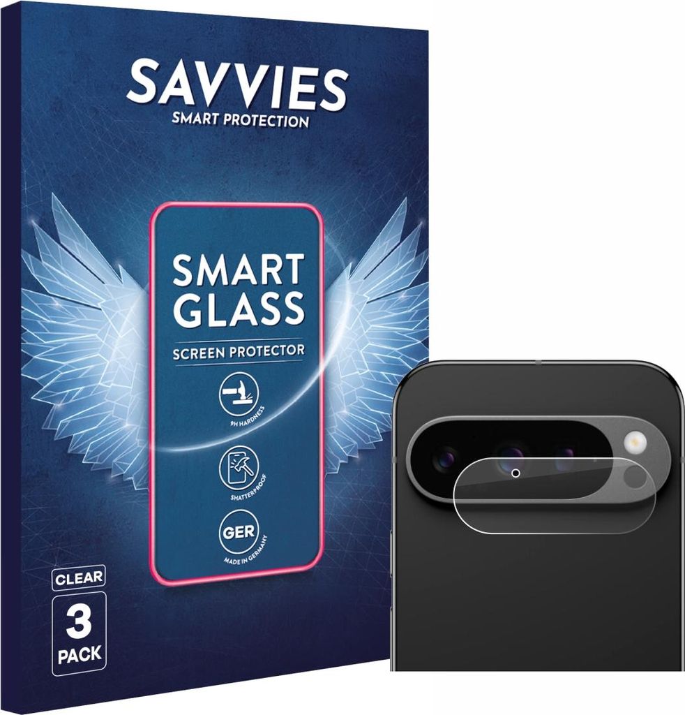 3x Savvies Schutzglas Folie für Google Pixel 9 Pro (NUR Kameraschutz) 9H Panzer Schutzfolie Glas Displayschutz klar transparent