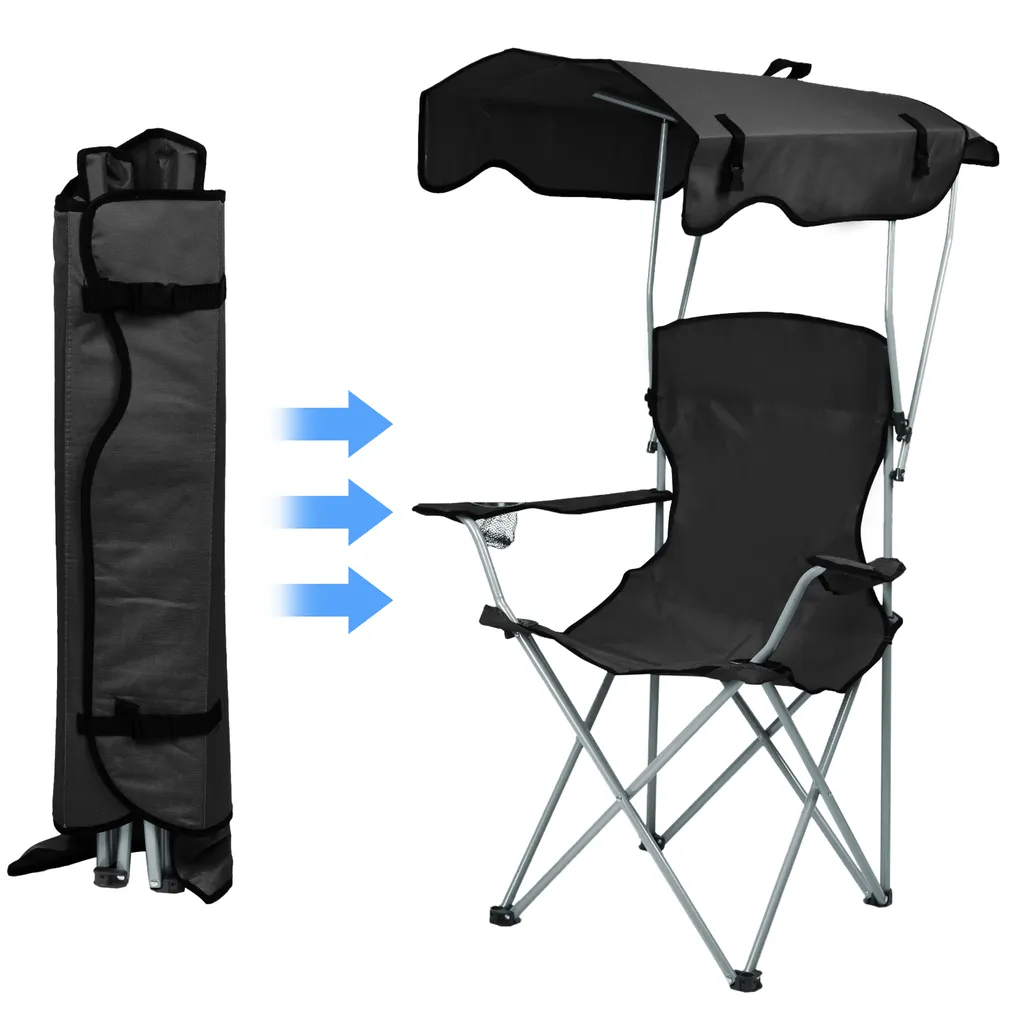 Chaise de camping avec tente intégrée - Chaise pliante noire de pêche