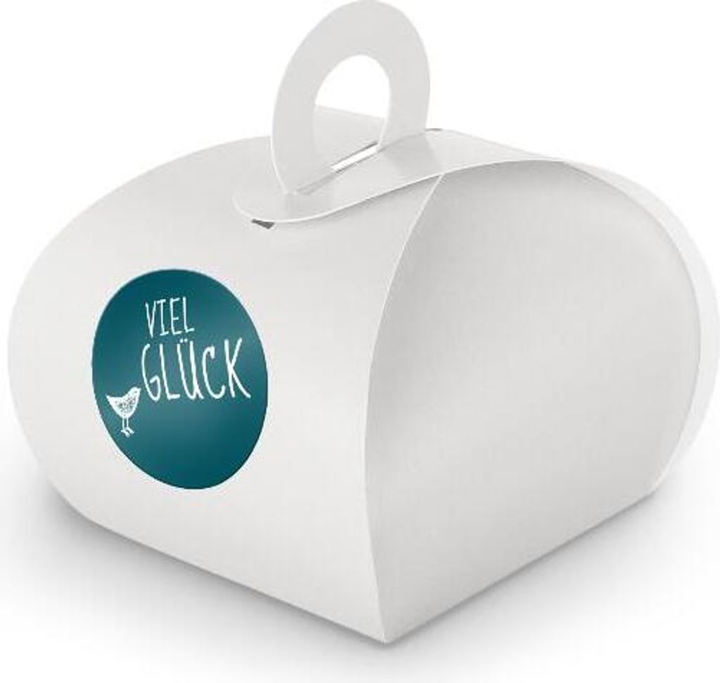 SET Viel Glück (Motiv13) 24x Geschenkschachtel mit Griff weiß + Sticker