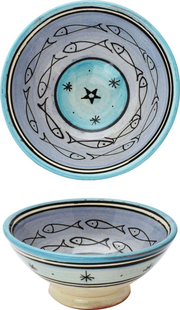 Orientalische Dipschale Schale Poisson Blau Ø 17cm Groß | bunte marokkanische Keramik Schale Deko bunt aus Marokko | Orient große Keramikschalen...
