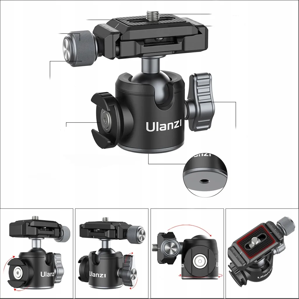 Rotule pour Vlogging Ulanzi U-80L avec Support Micro et Arca Swiss 3D - 3