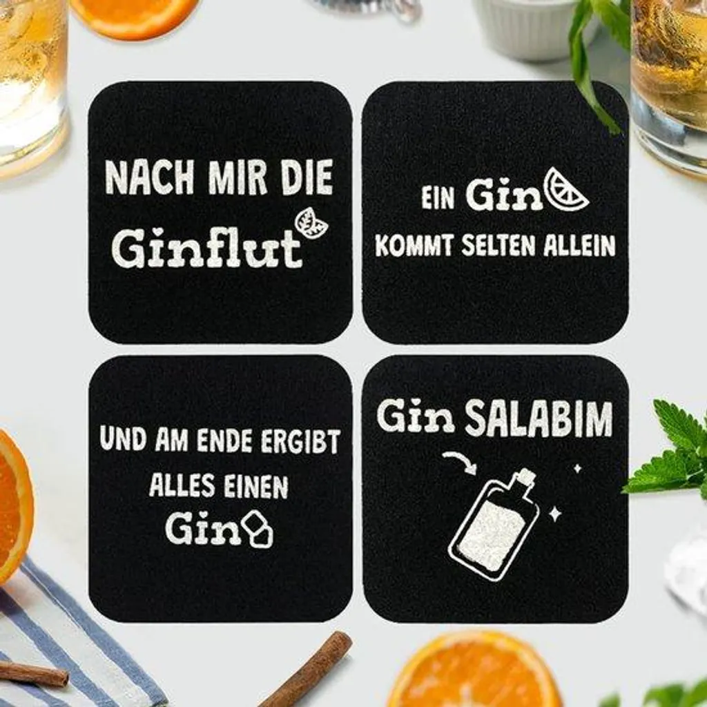 Dessous de verre gin pour apéro entre amis lot velours antidérapant