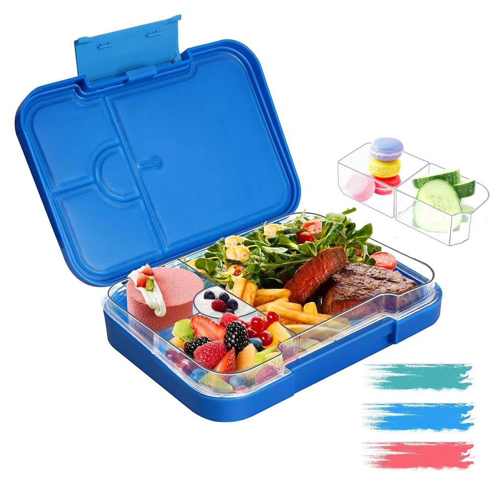 Kinder Bento-Lunchbox, Lunchbox mit Fächern, robust und auslaufsicher, praktische Snackbox für Kinder und Erwachsene, ideal für Kindergarten, Sc...