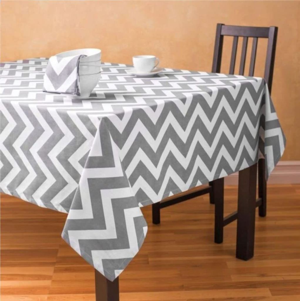 Tischdecke, wasserabweisend, Antihaft, grau bedruckt, 160x220 cm