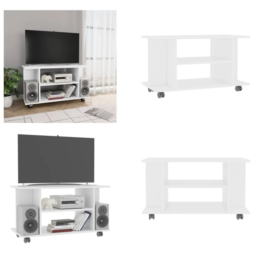 Porta TV Moderno Bianco vidaXL 80cm | Mobile TV con Ruote Salvaspazio