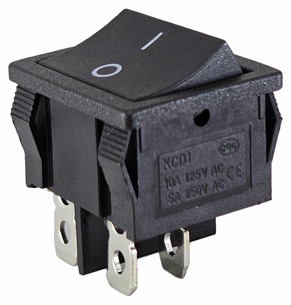Wippenschalter schwarze Wippe 4 Pin 6A 250VAC Geräteschalter, 24x21 mm