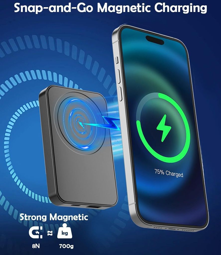 10000mAh Magnetische Powerbank Mini PD 22.5W Schnellladen Produktbild 2