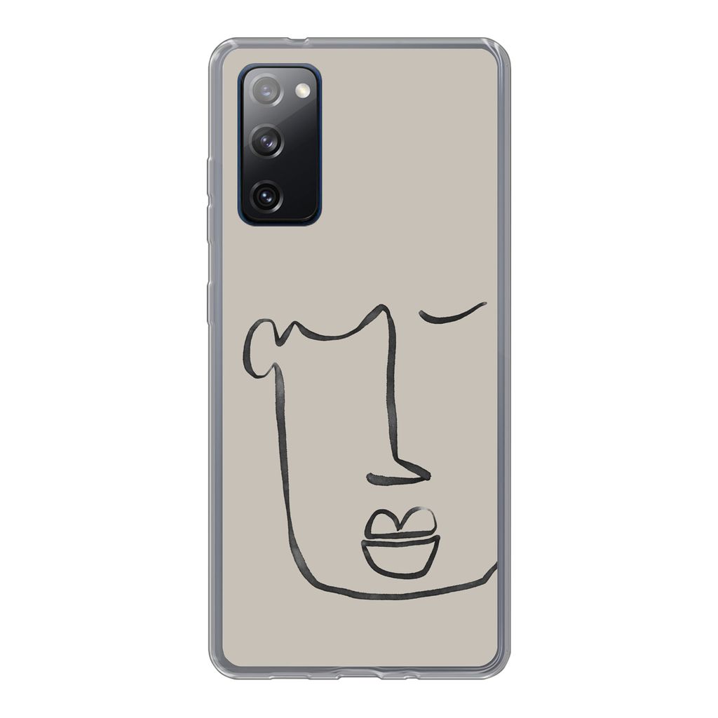 MuchoWow Handyhülle Schutzhülle Hülle für Samsung Galaxy S20 FE Gesicht - Abstrakt - Strichzeichnung Silikon Softcase Handy Hülle - Abdeckung