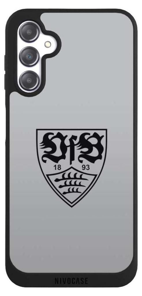 NIVOCASE Handyhülle für Samsung Galaxy A14 5G Hülle NIVOpure Case Schwarz Logo Offizielles Lizenzprodukt VfB Stuttgart
