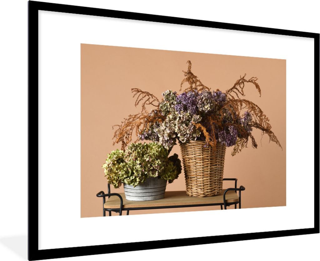 MuchoWow® Gerahmtes Poster Getrocknete Blumen - Körbe - Produktbild 