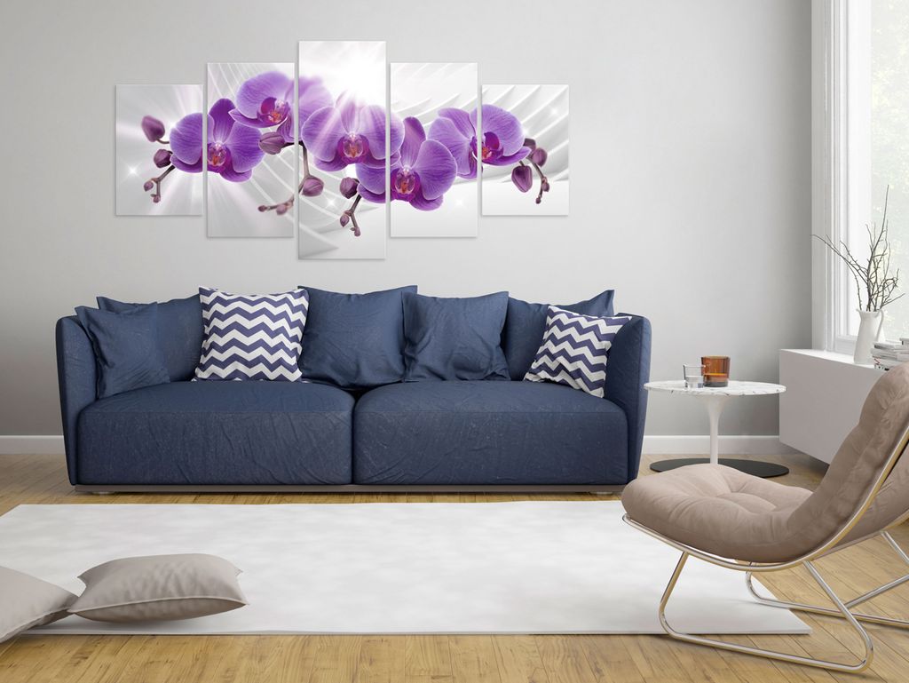 Akustikbild Orchidee Blumen 200x100 cm Bilder Akustikschaum Hochleistungsschallabsorber Schallschutz Leinwand 5 tlg Wandbild Raumakustik Schalldäm...