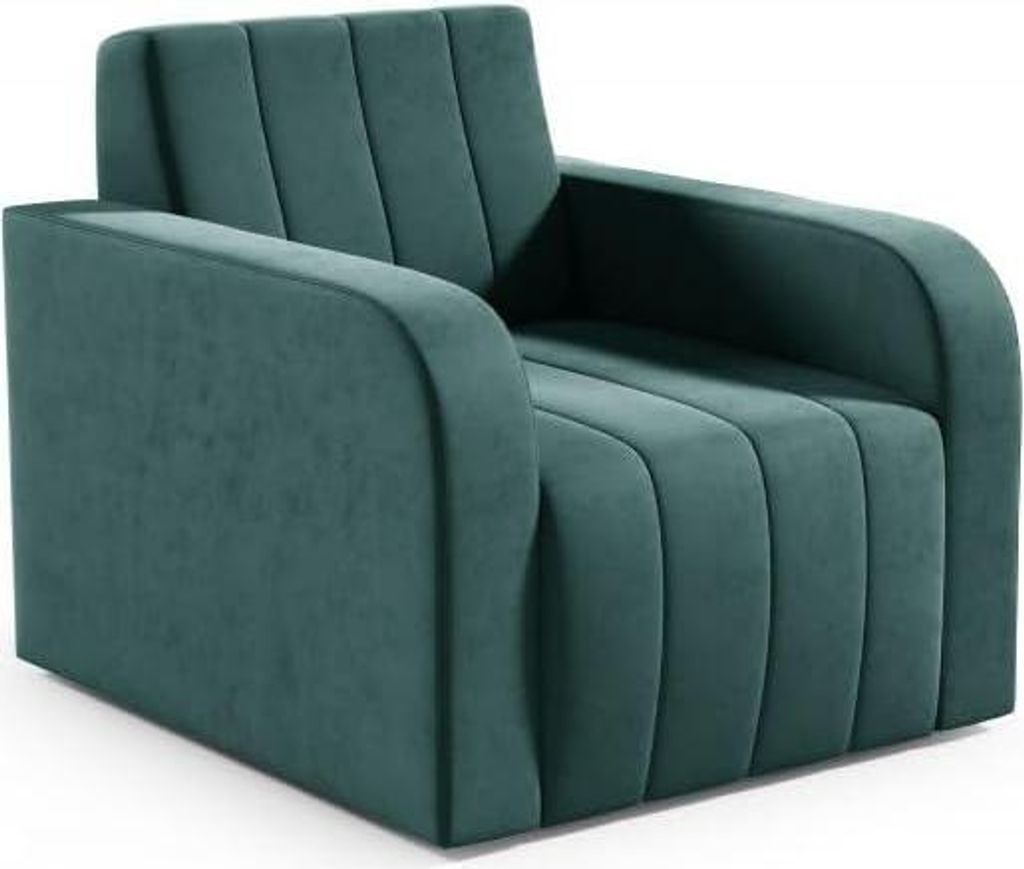 LIKMA OTTO Samt Sessel mit Armlehnen Flaschengrün 78x85x85 cm Polstersessel für Wohnzimmer und Schlafzimmer
