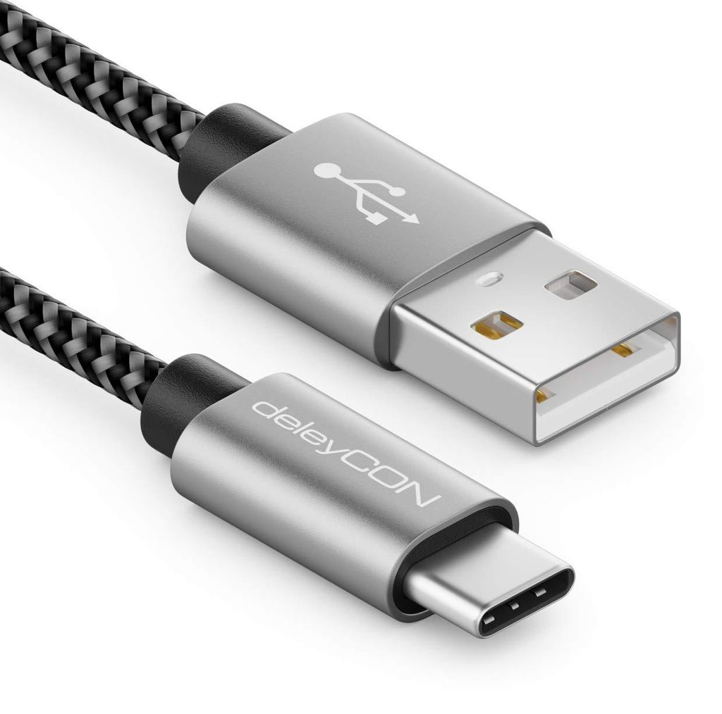 deleyCON 1,5m Nylon USB-C Kabel Ladekabel Datenkabel USB Produktbild 
