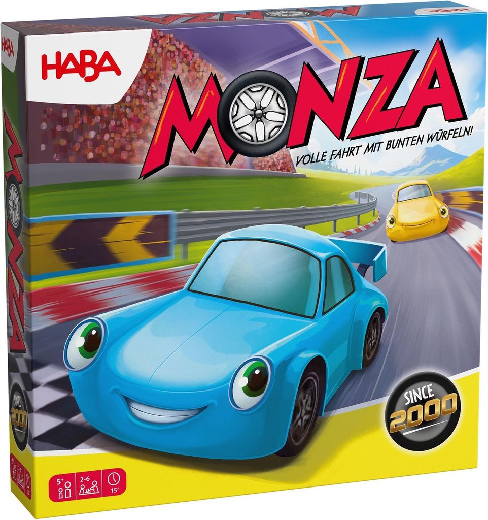 HABA Monza Neuauflage, Würfelspiel, Autorennspiel, Produktbild 