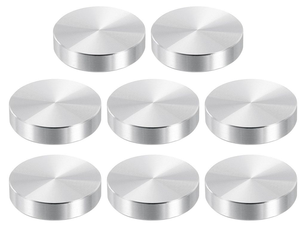 8-teiliger Glasplattenadapter, Aluminiumscheibe, M8-Gewinde, M8 x 30 mm x 7 mm runde Aluminiumscheibe, für Glastische, silberfarben