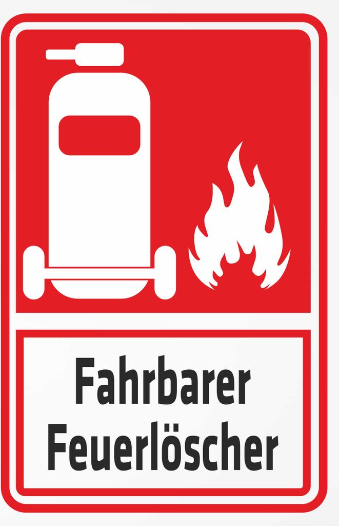 INDIGOS UG - Alu - Dibond Schilder 3mm - Sicherheit - Fahrbarer Feuerlo?scher - Kombi - 300x200 mm