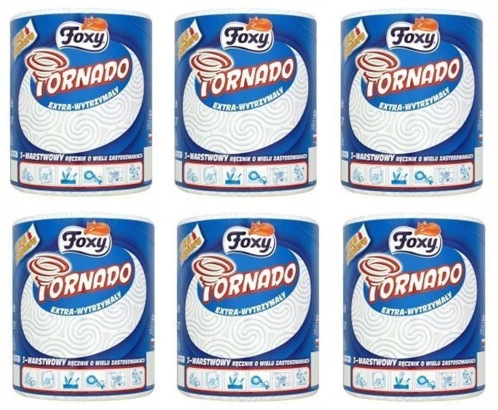 Ręcznik papierowy Foxy Tornado 3-warstwowy (1 rolka) x 6 Zdjęcie produktu 