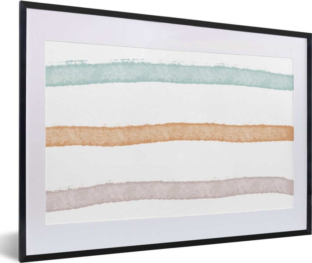 MuchoWow Gerahmtes Poster Linie - Pastell - Regenbogen - Muster 60x40 cm - Poster mit Schwarzem Bilderrahmen Wandposter Rahmen Foto Bilder - Schl...