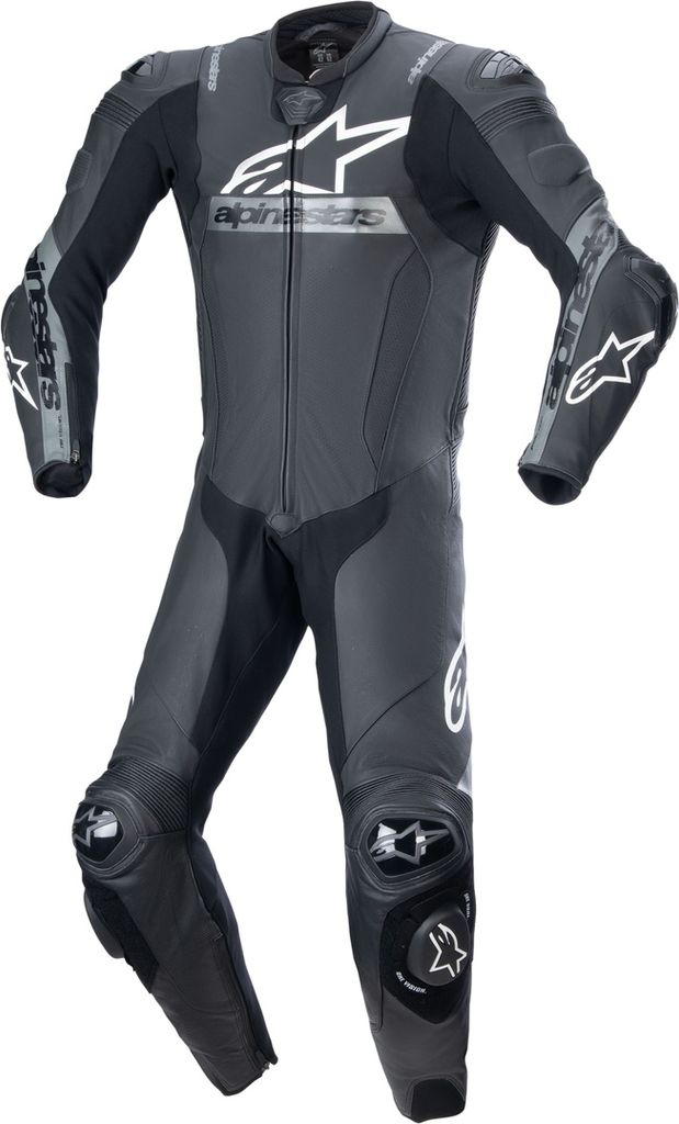 Alpinestars Missile V2 Ward perforierte 1-Teiler Motorrad Lederkombi, schwarz/grau, 56