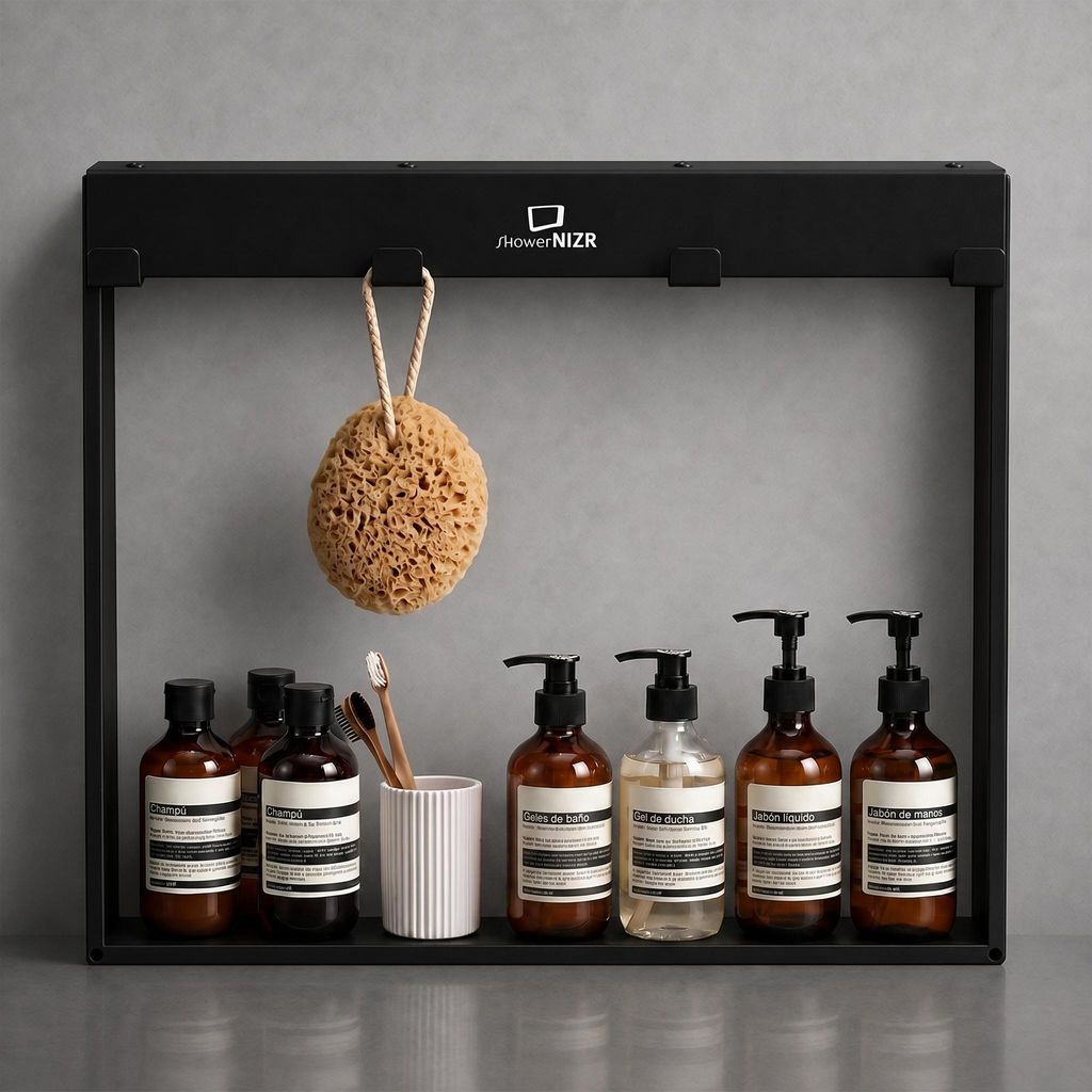 ShowerNIZR® Estante de ducha Obsidian Black - Estante de Imagen del producto  Imagen generada por IA