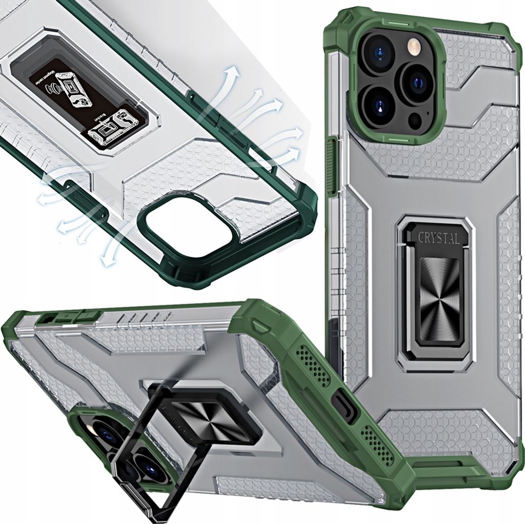 Kryštálový prsteň Etui kryt puzdra pre Iphone 13 Pro Green Obrázok produktu 