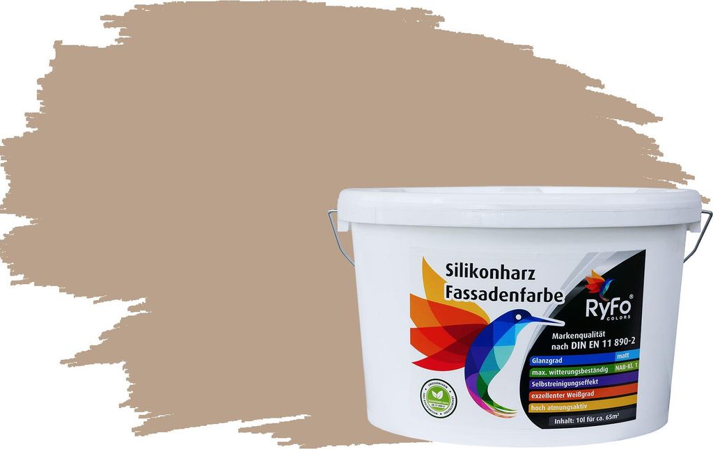 RyFo Colors Silikonharz Fassadenfarbe Lotuseffekt Trend Beige 10l - bunte Fassadenfarbe, weitere Braun Farbtöne und Größen erhältlich, Deckkraf...