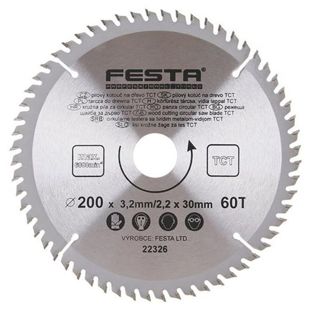 Kotouč pilový FESTA 22326 SK 200/3,2/30mm 60T Obrázek produktu 