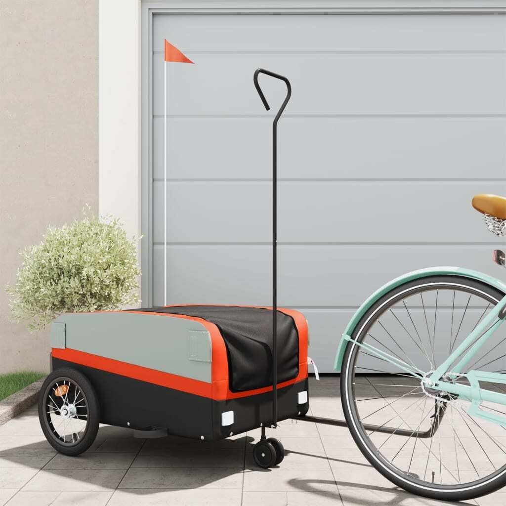 Möbel Fahrradanhänger Schwarz und Orange 45 kg Eisen 2024 Produktbild 