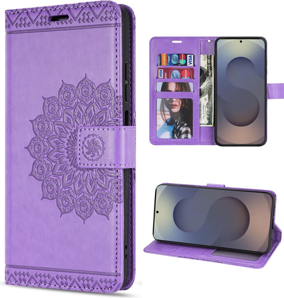 Handy Tasche für Samsung Galaxy S25 Ultra Hülle Handyhülle Klapphülle Wallet Case in Lila
