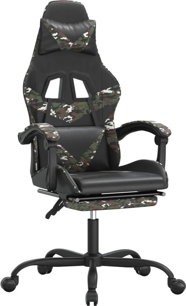 vidaXL Gaming-Stuhl mit Fußstütze Schwarz und Tarnfarben Kunstleder