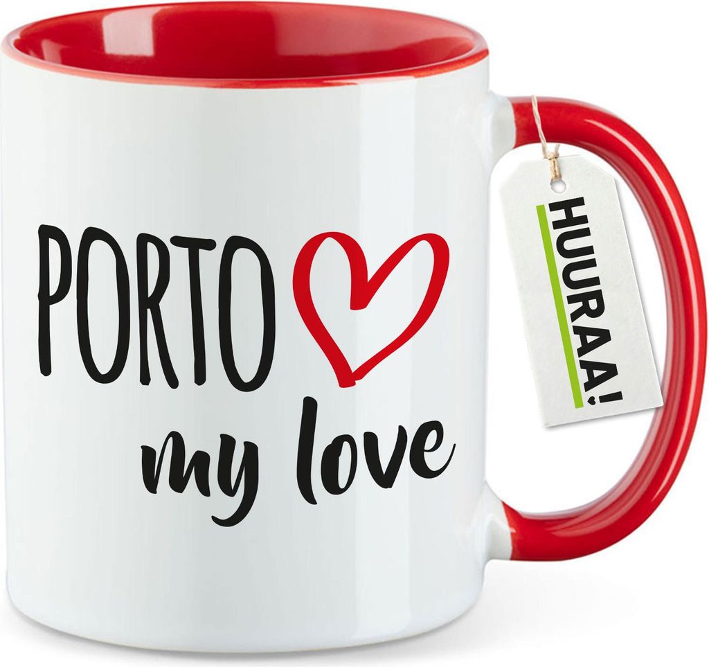 Huuraa Kaffeetasse Porto my love 330ml Rot Keramik Kaffeebecher Geschenkidee