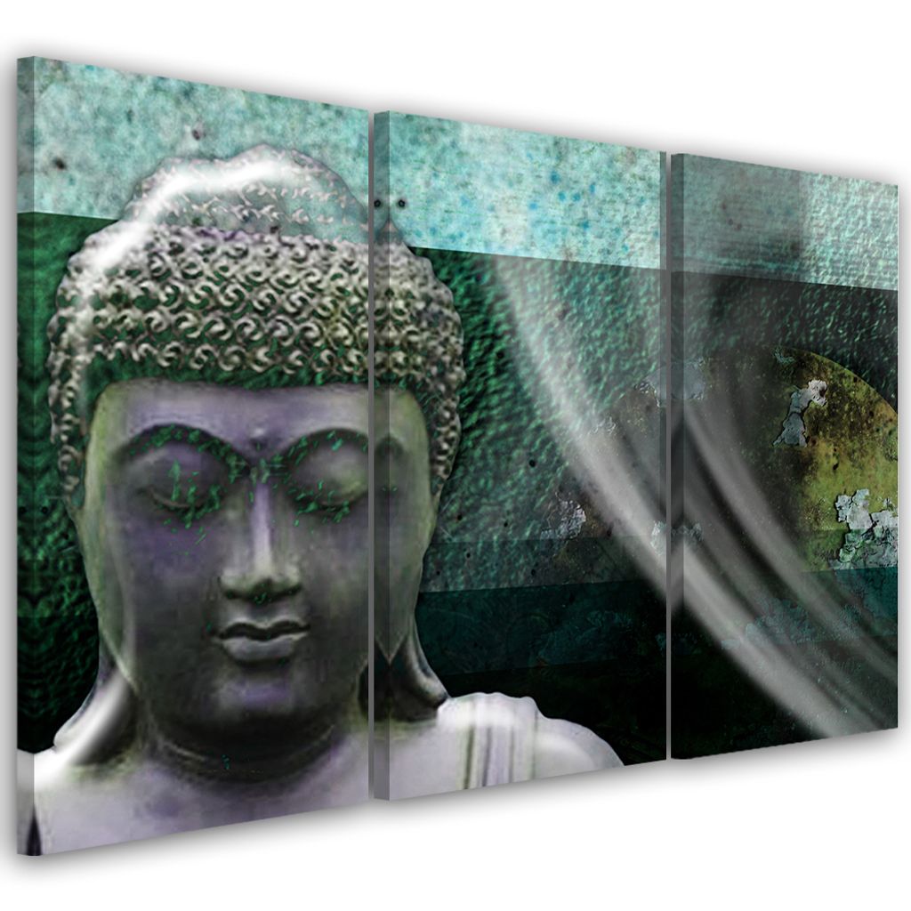 Triptychon auf leinwand religiöses - grün 90x60 cm Feeby grün wandbild bereit zum aufhängen