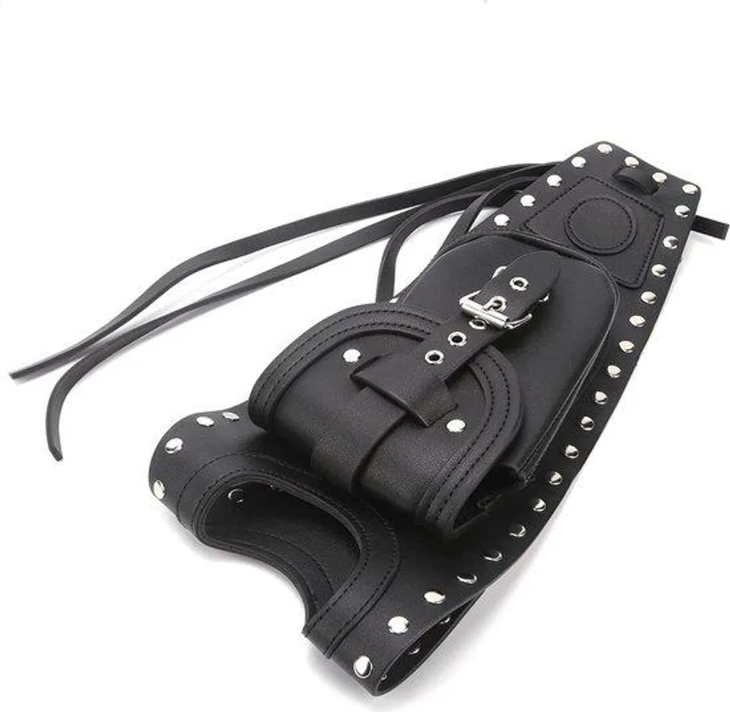 Protège-tank en similicuir noir pour réservoir de moto Custom universel