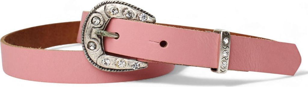 FRONHOFER Kindergürtel mit Straßschnalle und Schlaufe, echtes Leder, 2 cm breit