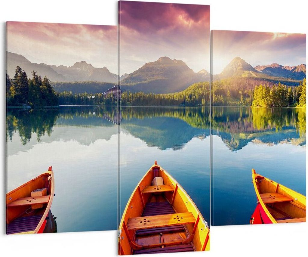 Bild auf Leinwand - Leinwandbild - See Natur - 130x100cm - Wand Bild - Wanddeko - Wandbilder - Leinwanddruck - Bilder - Kunstdruck - Wanddekoration...