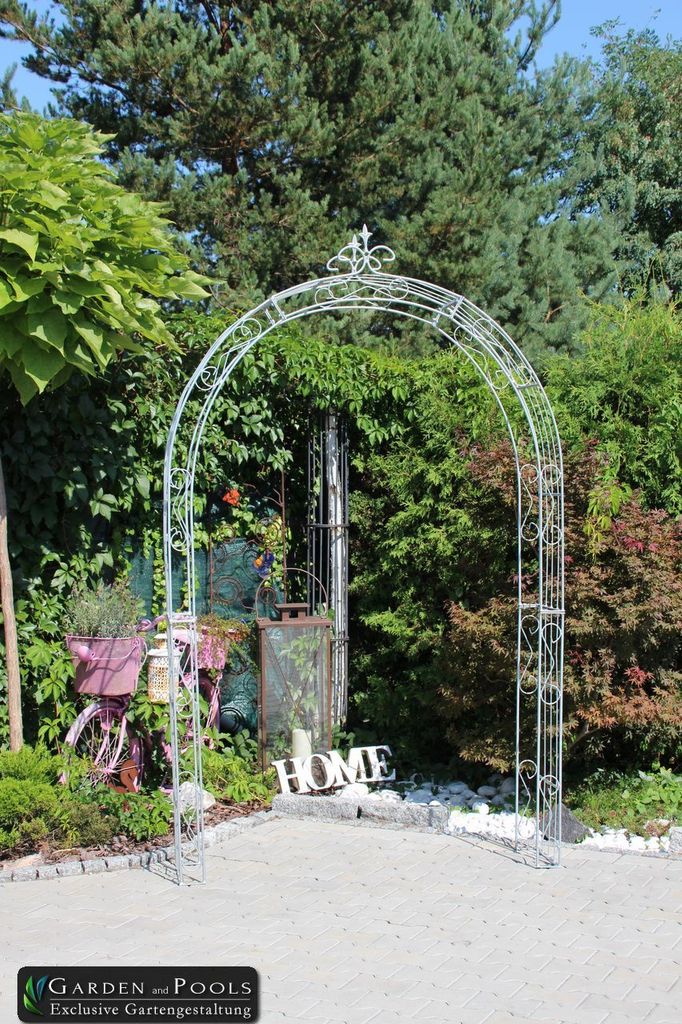 GardenAndPools Rosenbogen Paris Lilie Spitze B 1,80 m Verzinkt Pergola Metallrosenbogen Gartenbogen Rosensäule Rose Arches Arco da Giardino