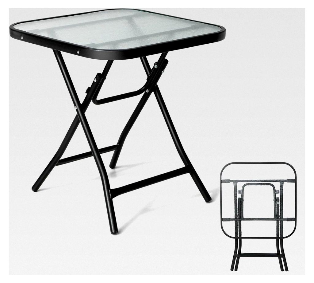 Faltbarer Außentisch aus Glas, Couchtisch, Terrassentisch für Esszimmer, tragbar, ohne Installation, Gartentisch für den Außenbereich (quadrati...