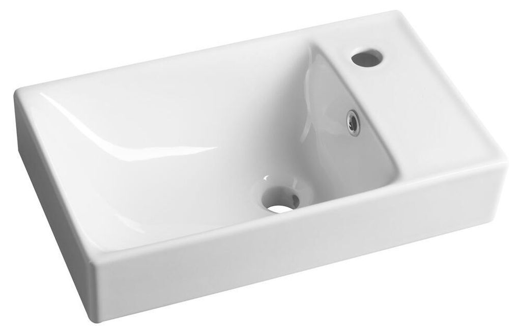 Sapho NUALI keramisch wastafelblad, 50x30 cm, waterkraan Productafbeelding 