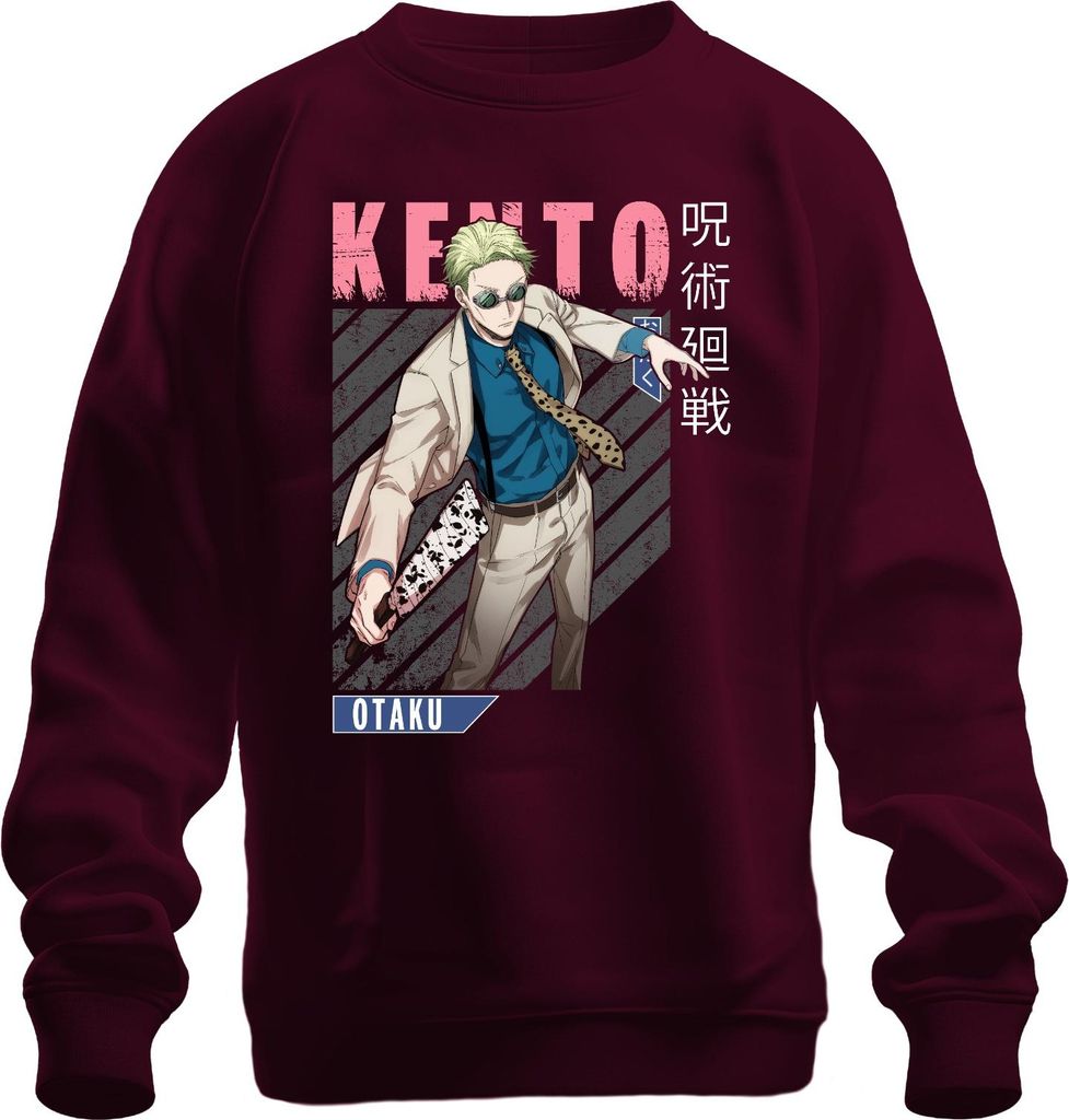 Jujutsu Kaisen Keito 呪術廻戦 Anime Ästhetik Otaku Geschenk Anzug Brille Uni Sweatshirt Pullover, Burgundy, 3XL