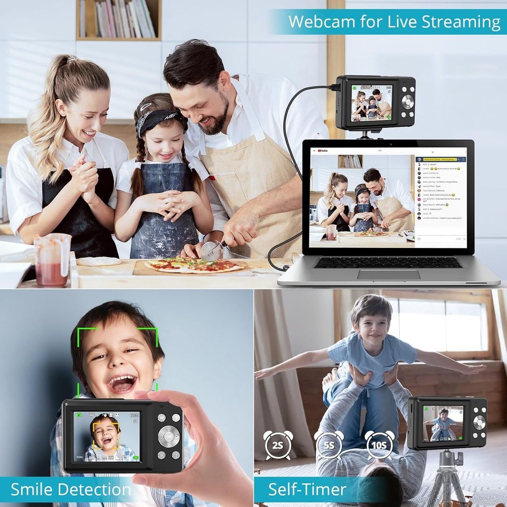 1080P Digitalkamera mit 32GB Speicherkarte, 44MP kompakte Produktbild 5