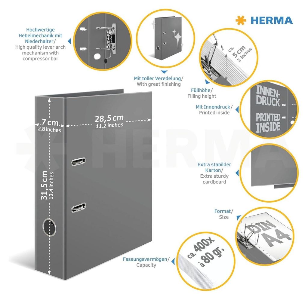 HERMA 20141, A4, Lagerung, Karton, Mehrfarbig, 7 cm, 1 Produktbild 