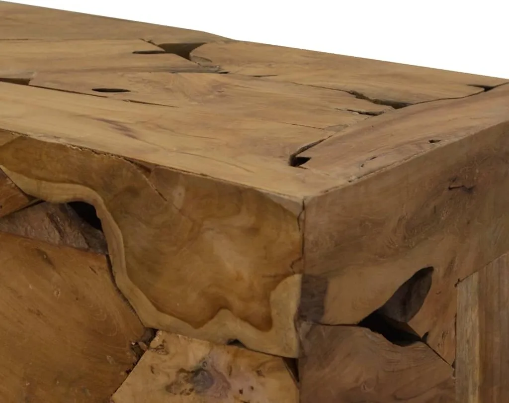 Table basse en teck massif brun vidaXL structure robuste 90cm - 7