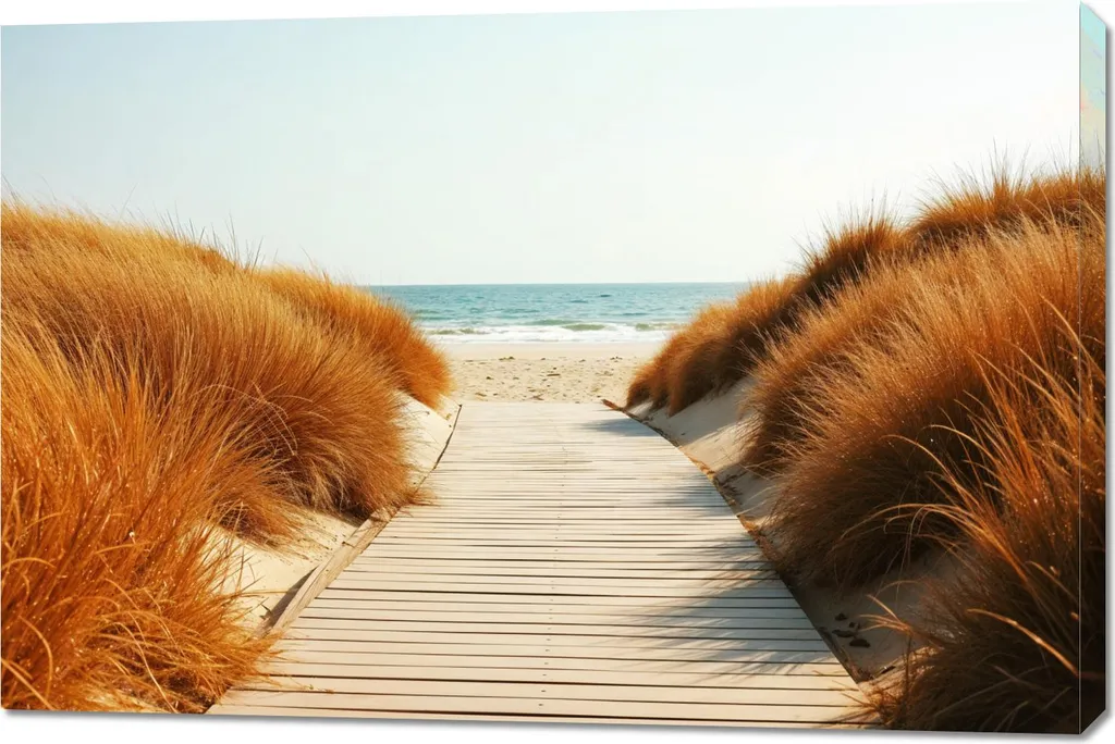 Toile Canvas 120x80 cm Haute Qualité Panorama Plage Sable et Océan