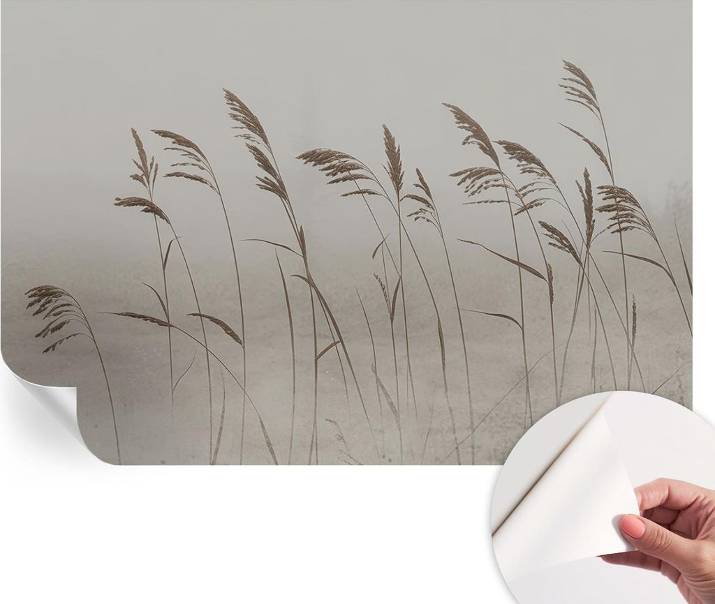 Selbstklebende Wandtapete - Dekorative Tapete für Wohnzimmer - Klebefolie für Wandbilder - Tapetenfolie für Wanddekoration - 104x70 cm - Gräser...